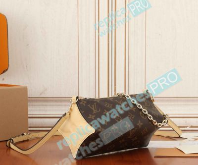 Best Quality Copy L---V Monogram Bloom Pouch Banana Yellow Leather Bag